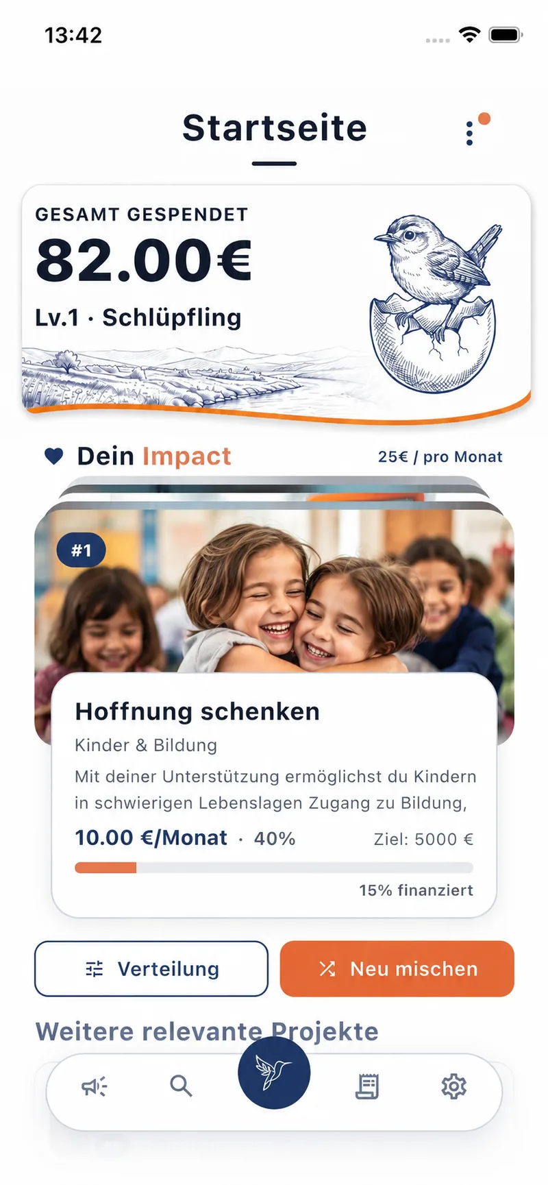 MatchMyImpact App – Startseite